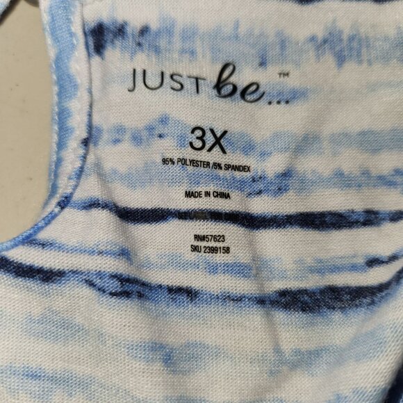 Just Be Womens Blue & White Striped Dress 3X Polyester Spandex Short Sleeve 4184 - Picture 4 of 10
